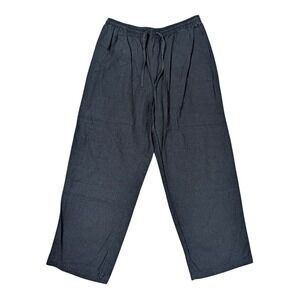 Woman Within Pants Women 18W Black Linen Blend Elastic Waist Drawstring Casual